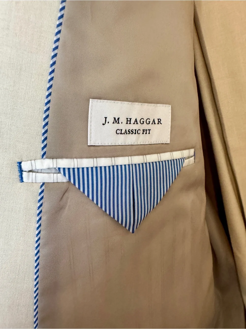Classic Men's Cream Suit - Tailored Two-Button Jacket 52L With Slacks 42x30